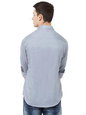 grey solid casual shirt - 16664758 - Standard Image - 3