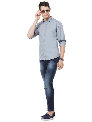 grey solid casual shirt - 16664758 - Standard Image - 4
