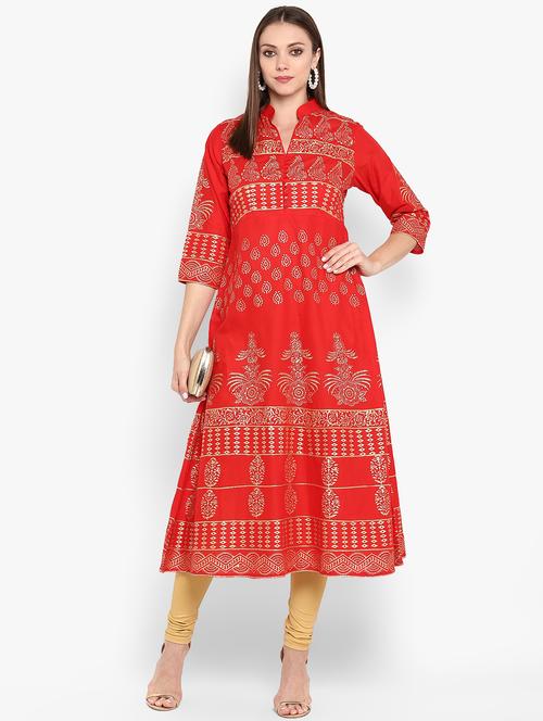 foil printed anarkali kurta - 16665896 - Standard Image - 1