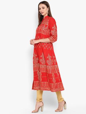 foil printed anarkali kurta - 16665896 - Standard Image - 2