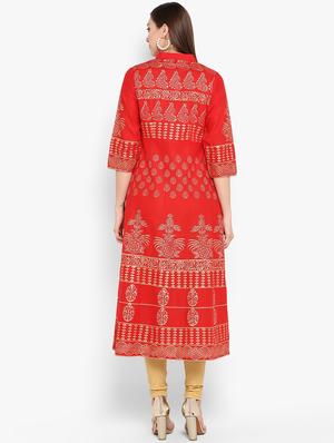foil printed anarkali kurta - 16665896 - Standard Image - 3