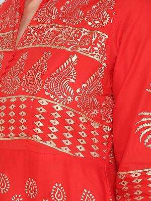 foil printed anarkali kurta - 16665896 - Standard Image - 4