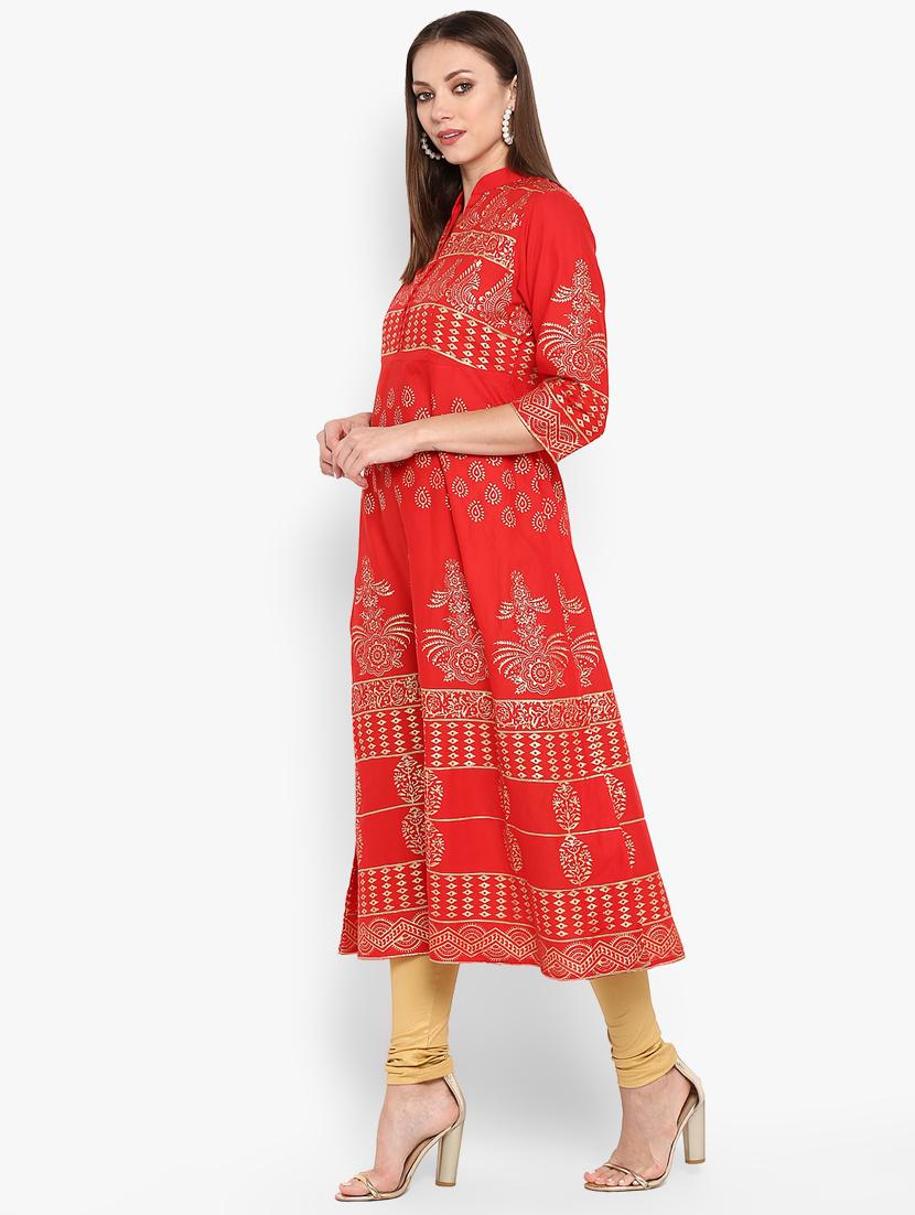 foil printed anarkali kurta - 16665896 - Zoom Image - 2