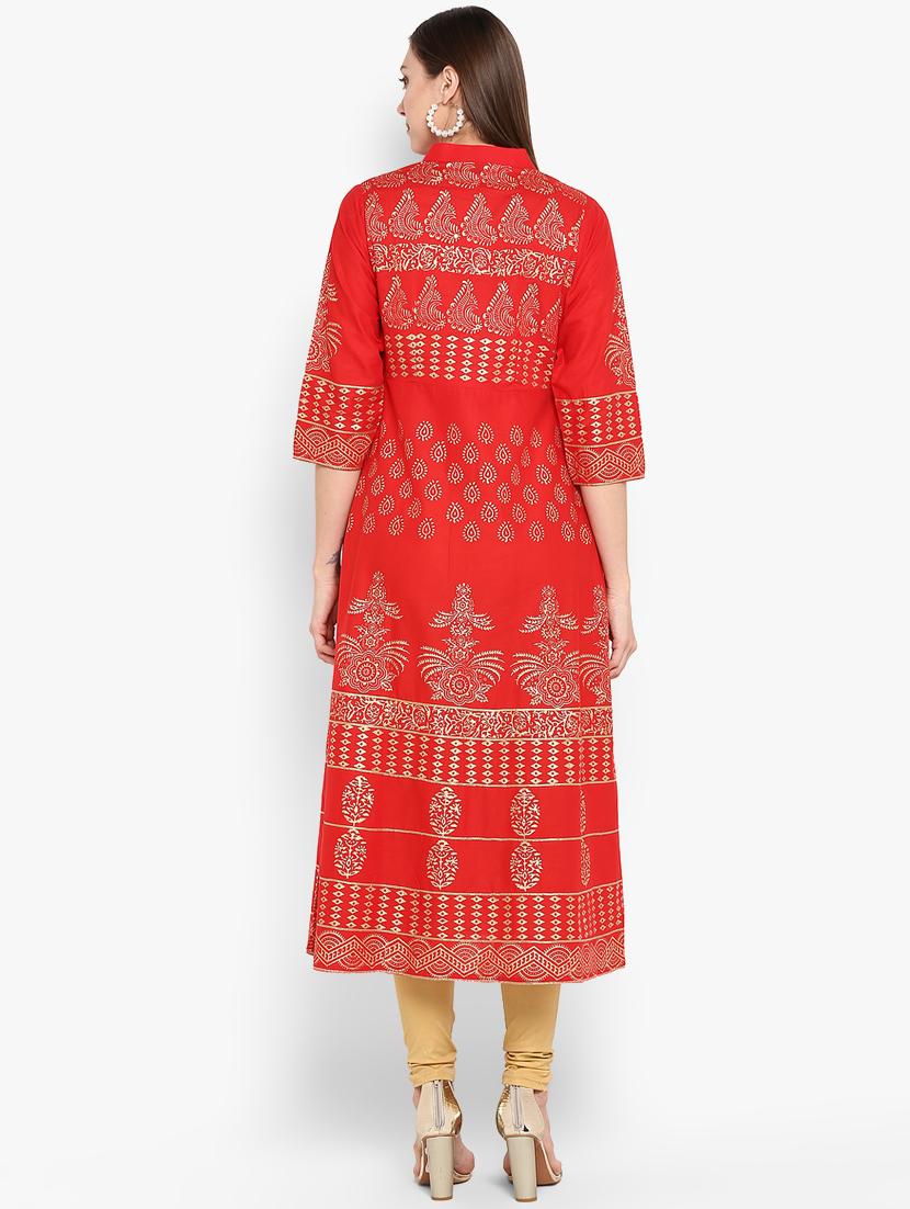 foil printed anarkali kurta - 16665896 - Zoom Image - 3