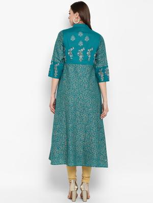 foil printed anarkali kurta - 16665900 - Standard Image - 3