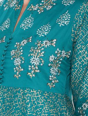 foil printed anarkali kurta - 16665900 - Standard Image - 4