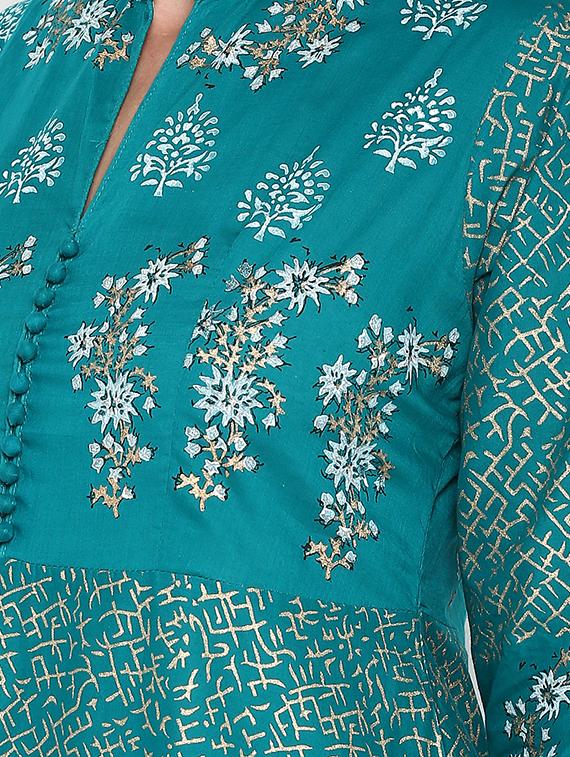 foil printed anarkali kurta - 16665900 - Zoom Image - 4