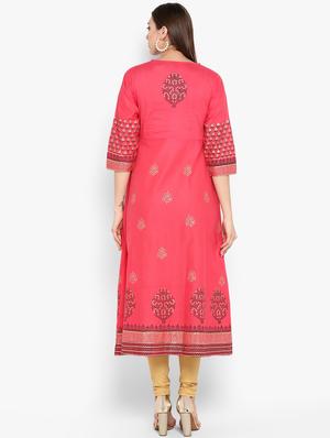 gota patti foil printed a-line kurta - 16665904 - Standard Image - 3