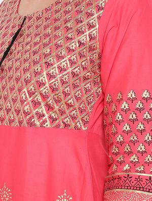 gota patti foil printed a-line kurta - 16665904 - Standard Image - 4