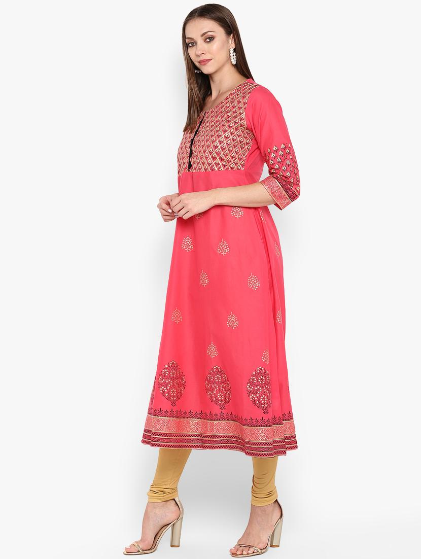 gota patti foil printed a-line kurta - 16665904 - Zoom Image - 2