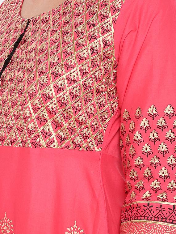 gota patti foil printed a-line kurta - 16665904 - Zoom Image - 4