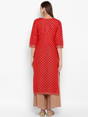 foil printed straight kurta - 16665906 - Standard Image - 3