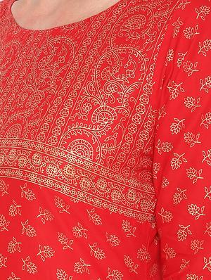 foil printed straight kurta - 16665906 - Standard Image - 4