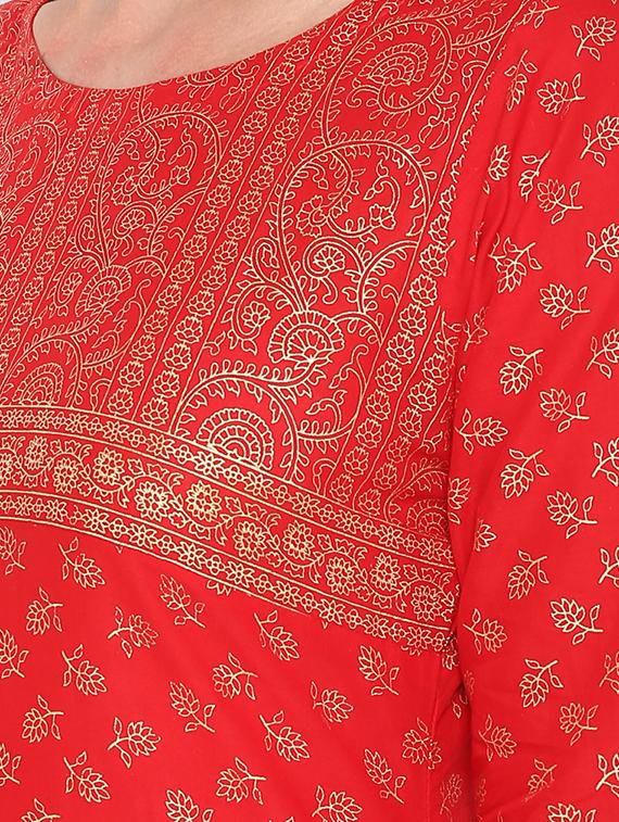 foil printed straight kurta - 16665906 - Zoom Image - 4
