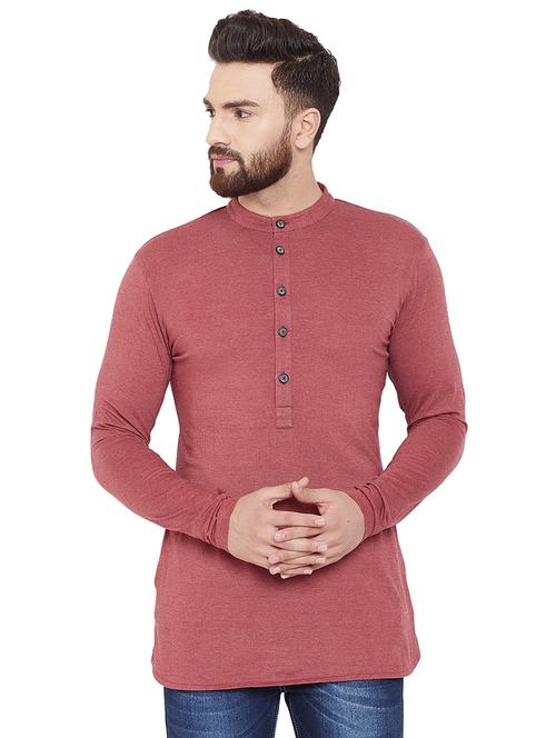 red solid short kurta - 16666166 - Very Small Image - 1
