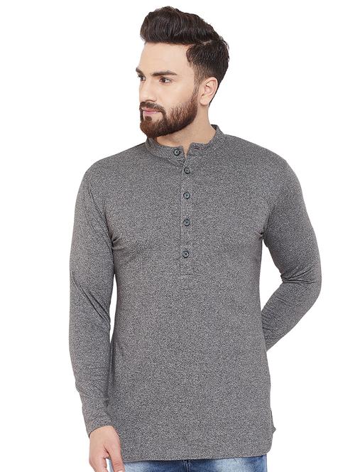 grey solid short kurta - 16666168 - Very Small Image - 1