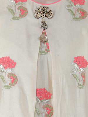 floral sequined a-line kurta - 16666586 - Standard Image - 4