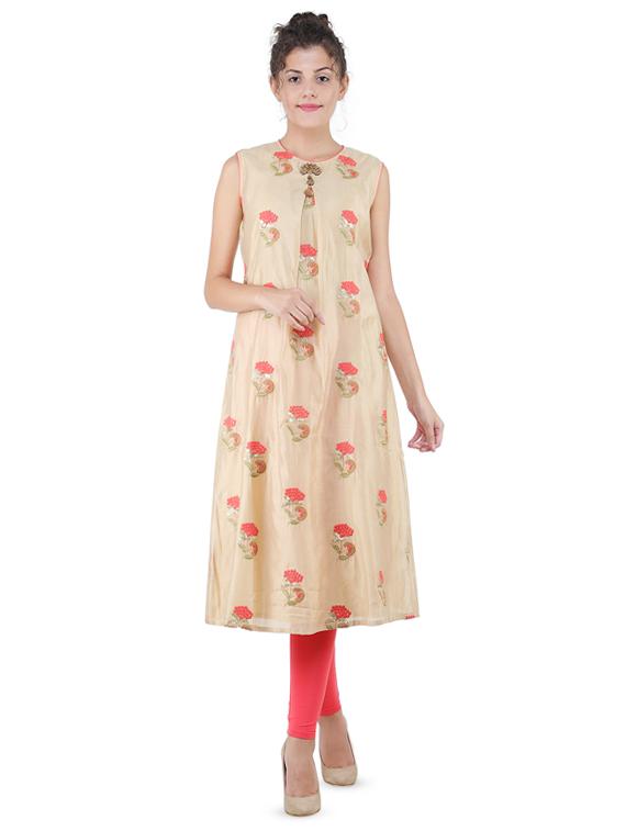 floral sequined a-line kurta - 16666586 - Zoom Image - 1