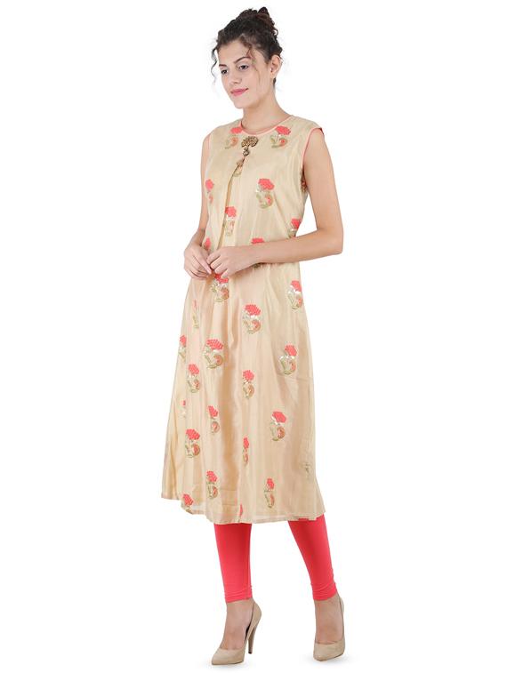 floral sequined a-line kurta - 16666586 - Zoom Image - 2