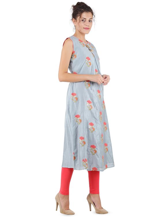 floral sequined a-line kurta - 16666587 - Zoom Image - 2