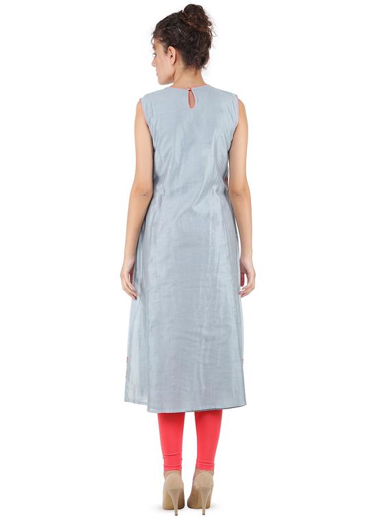 floral sequined a-line kurta - 16666587 - Zoom Image - 3