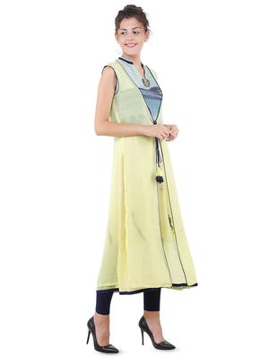 printed a-line kurta with jacket - 16666616 - Standard Image - 2