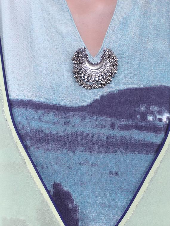 printed a-line kurta with jacket - 16666616 - Zoom Image - 4