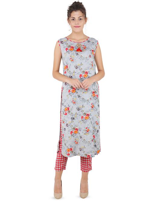 floral printed straight kurta - 16666643 - Standard Image - 1