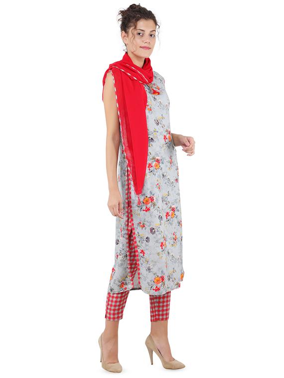 floral printed straight kurta - 16666643 - Zoom Image - 2