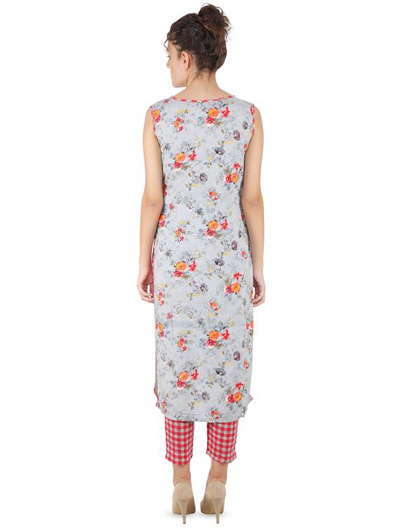 floral printed straight kurta - 16666643 - Zoom Image - 3