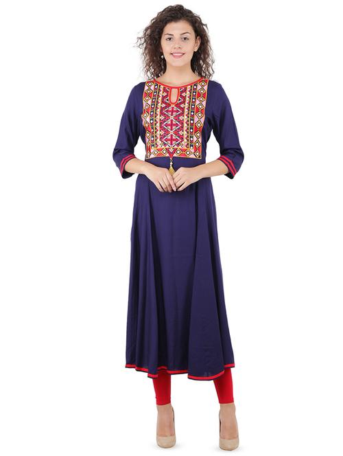 embroidered flared kurta - 16666647 - Standard Image - 1