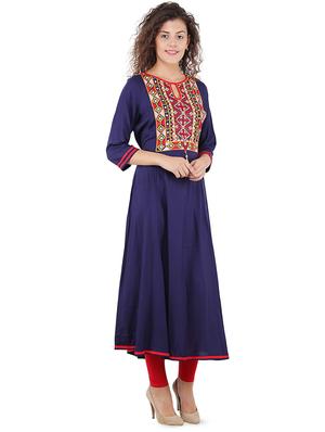 embroidered flared kurta - 16666647 - Standard Image - 2