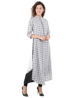 round hem line checkered kurta - 16666666 - Standard Image - 2
