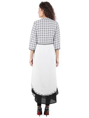 round hem line checkered kurta - 16666666 - Standard Image - 3