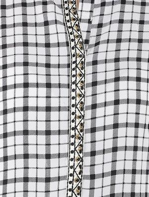 round hem line checkered kurta - 16666666 - Standard Image - 4