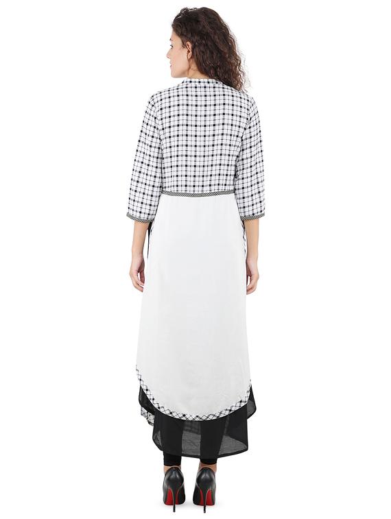 round hem line checkered kurta - 16666666 - Zoom Image - 3