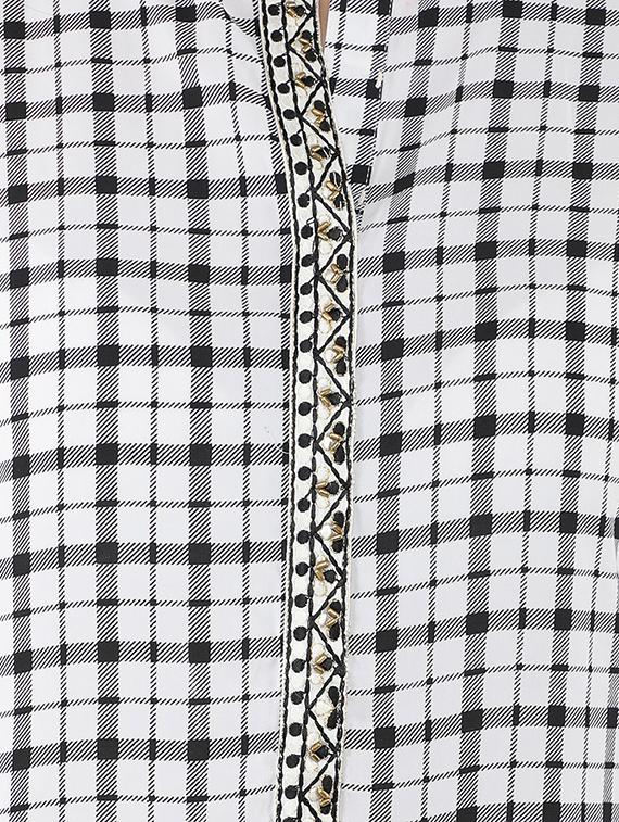 round hem line checkered kurta - 16666666 - Zoom Image - 4