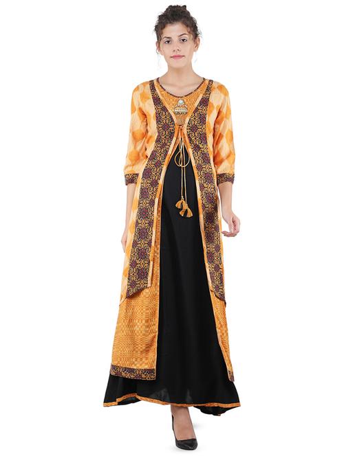 printed layered flared kurta - 16666674 - Very Small Image - 1
