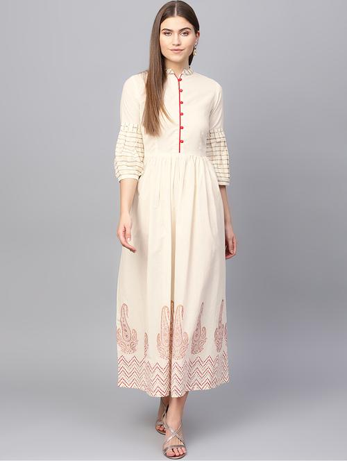 paisley fit & flare ethnic dress - 16667070 - Standard Image - 1