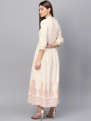 paisley fit & flare ethnic dress - 16667070 - Standard Image - 3