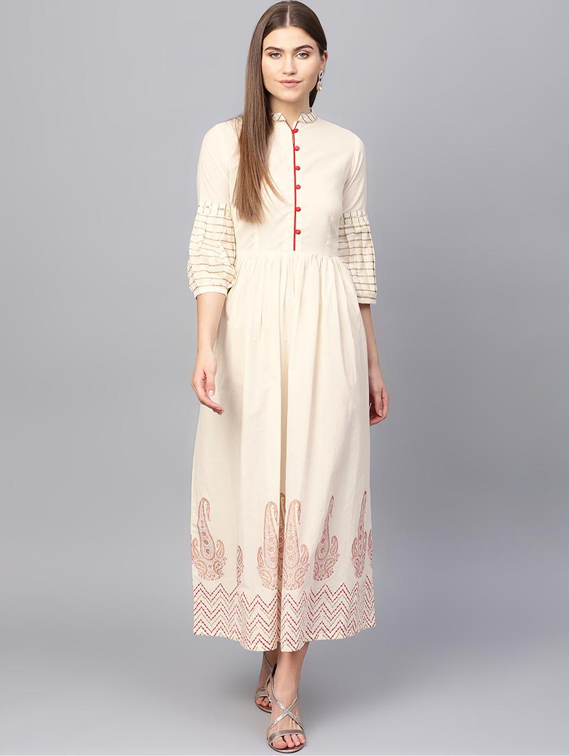 paisley fit & flare ethnic dress - 16667070 - Zoom Image - 1