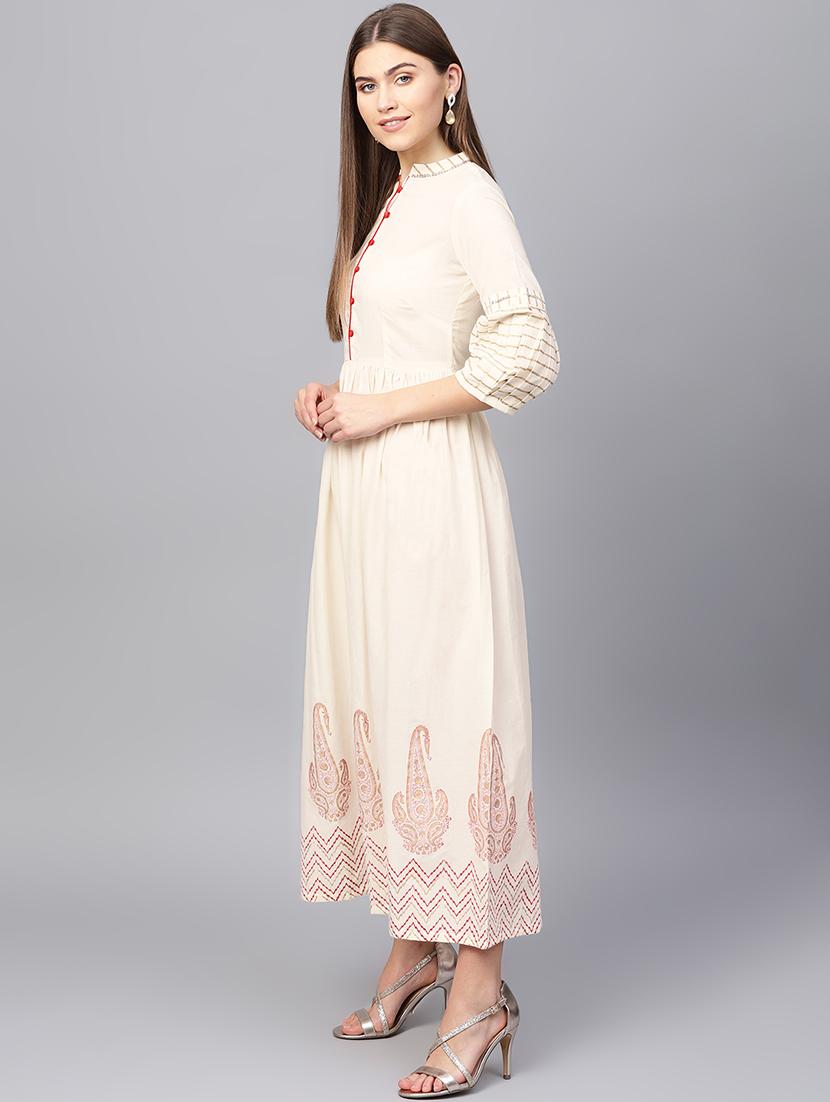paisley fit & flare ethnic dress - 16667070 - Zoom Image - 2