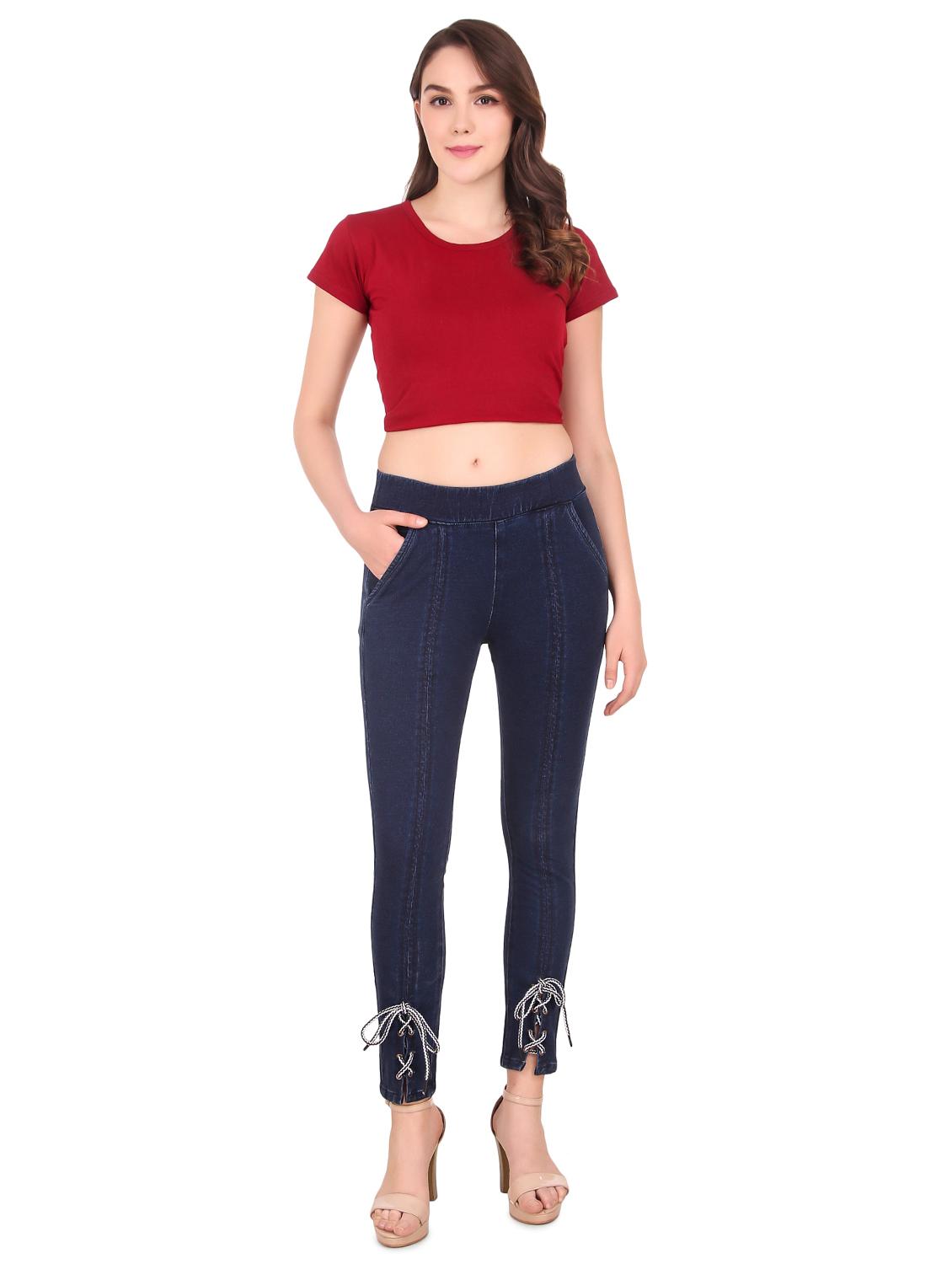 criss cross tie up denim jegging - 16667402 - Zoom Image - 4