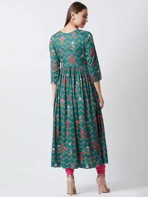 floral printed flared kurta - 16667416 - Standard Image - 3