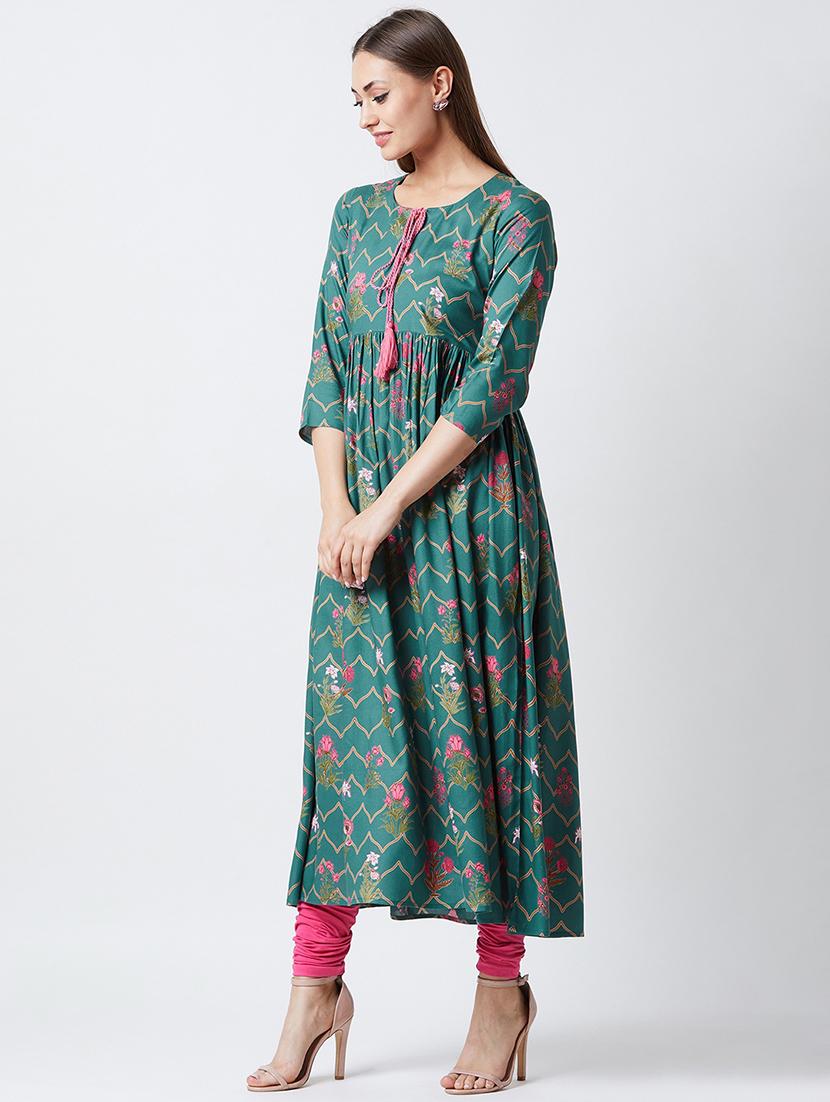 floral printed flared kurta - 16667416 - Zoom Image - 2
