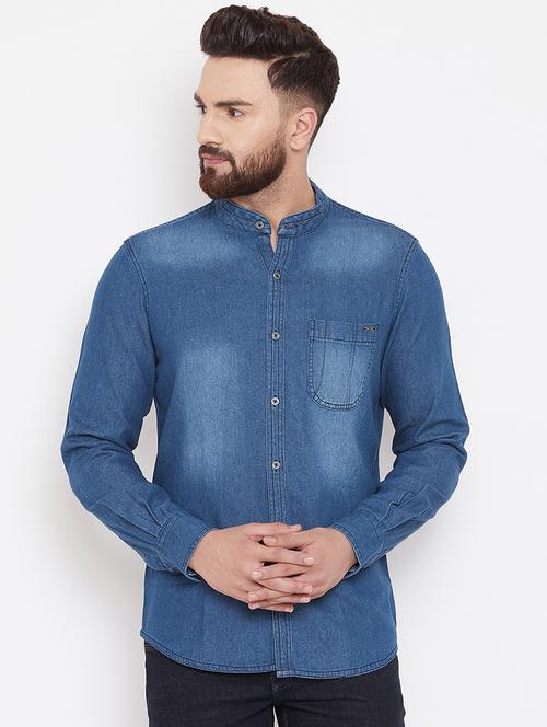 blue faded casual shirt - 16667905 - Standard Image - 1