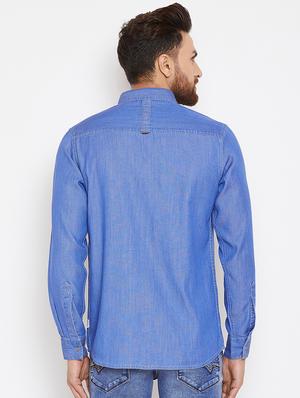 blue denim casual shirt - 16667907 - Standard Image - 3