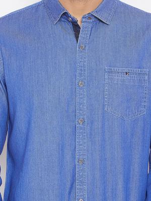 blue denim casual shirt - 16667907 - Standard Image - 5