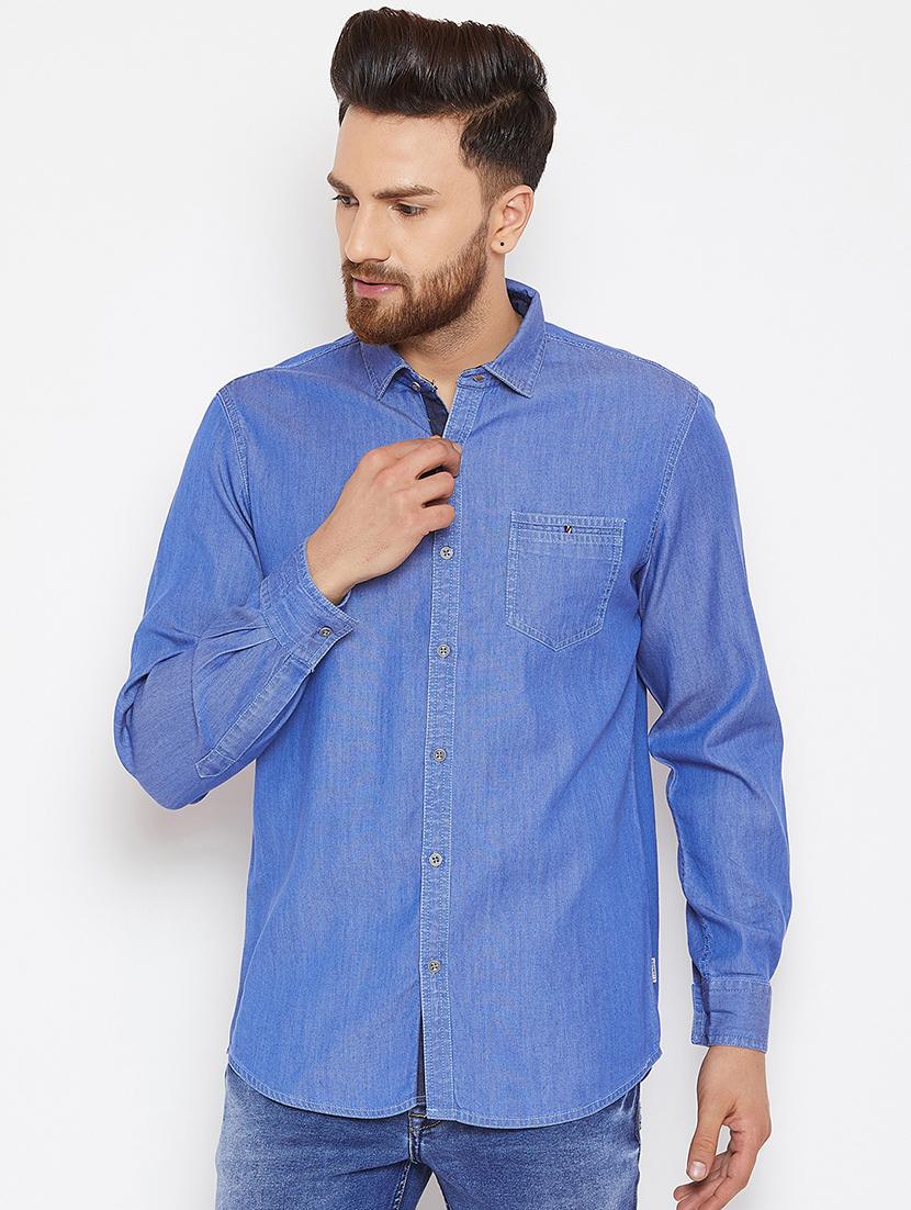 blue denim casual shirt - 16667907 - Zoom Image - 1