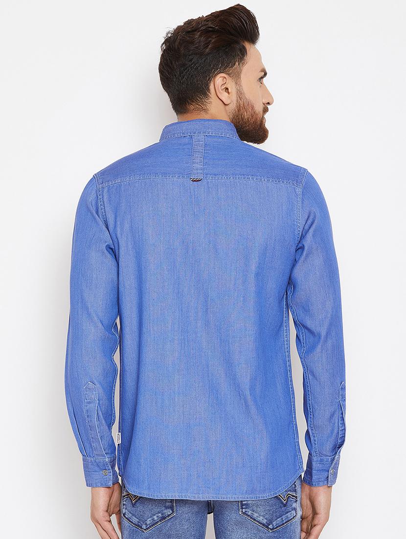 blue denim casual shirt - 16667907 - Zoom Image - 3